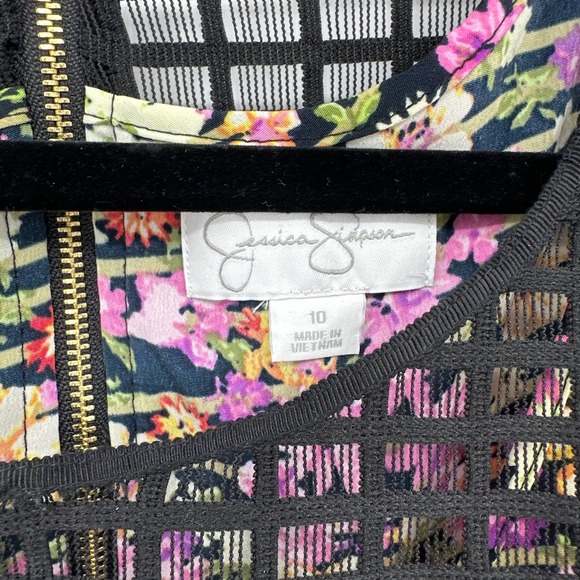 Jessica Simpson Dress A-Line Floral Mesh Sleeveless Scoop Neck Midi Black 10 NWT - Picture 4 of 8